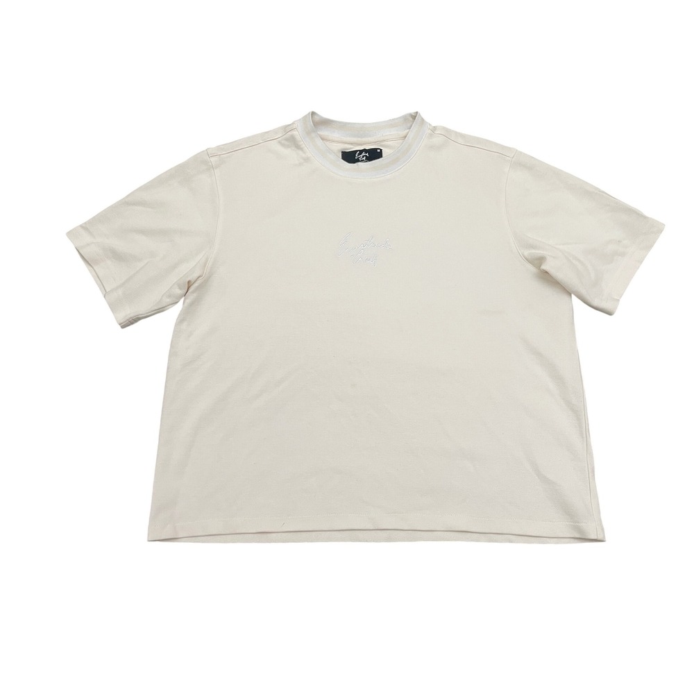 Eastside Golf Women's Cropped T Shirt Medium Beige Embroidered Logo Pique